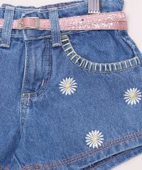 Short-Jeans-Infantil-com-Bordado-de-Margaridas-e-Cinto-Azul-Medio-9965682-Azul_Medio_3
