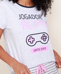Pijama-Feminino--Jogador-Alfa--Video-Game-com-Listras-Manga-Curta-Cinza-Mescla-9968036-Cinza_Mescla_4