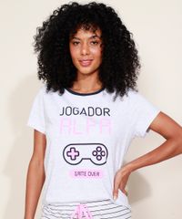 Pijama-Feminino--Jogador-Alfa--Video-Game-com-Listras-Manga-Curta-Cinza-Mescla-9968036-Cinza_Mescla_5