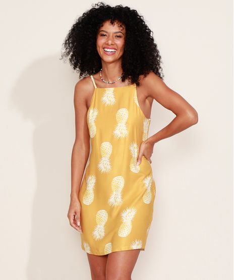 Vestido-Feminino-Curto-Halter-Neck-Estampado-de-Abacaxi-Alca-Fina-Amarelo-9968795-Amarelo_1