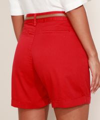 Bermuda-de-Sarja-Feminina-Cintura-Alta-Alfaiatada-com-Cinto-Vermelha-9967352-Vermelho_2