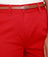 Bermuda-de-Sarja-Feminina-Cintura-Alta-Alfaiatada-com-Cinto-Vermelha-9967352-Vermelho_5