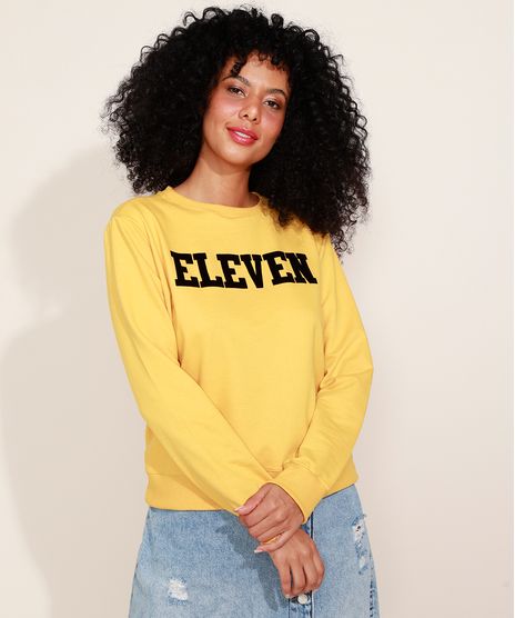 Blusao-de-Moletom-Feminino-Eleven-Stranger-Things-Flocado-Decote-Redondo-Mostarda-9974567-Mostarda_1