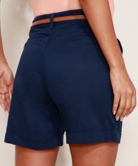 Bermuda-de-Sarja-Feminina-Cintura-Alta-Alfaiatada-com-Cinto-Azul-Marinho-9967355-Azul_Marinho_2