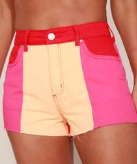 Short-de-Sarja-Feminino-Cintura-Super-Alta-Tricolor-com-Barra-a-Fio-Multicor-9971210-Multicor_6