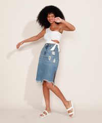 Saia-Jeans-Feminina-Midi-Marmorizada-Destroyed-com-Fendas-Azul-Medio-9975151-Azul_Medio_3