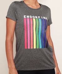 Blusa Esportiva Feminina Decote Redondo Cinza