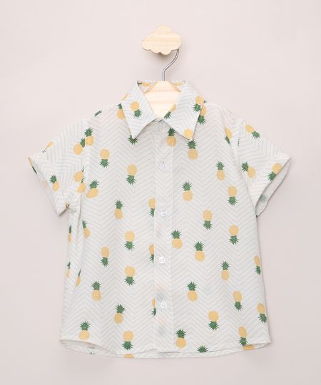 Camisa-Infantil-Estampada-de-Abacaxis-e-Chevron-Manga-Curta-Dobrada-Off-White-9966382-Off_White_1