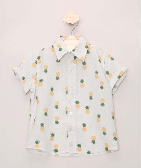 Camisa-Infantil-Estampada-de-Abacaxis-e-Chevron-Manga-Curta-Dobrada-Off-White-9966382-Off_White_1