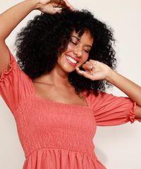 Vestido-Feminino-Curto-com-Linho-e-Lastex-Manga-Bufante-Coral-9974782-Coral_4