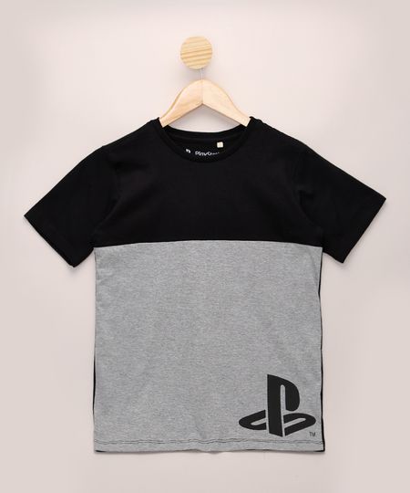 Camiseta-Juvenil-PlayStation-Manga-Curta-Preta-9970814-Preto_1