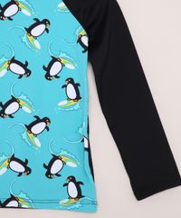 Blusa-de-Praia-Infantil-DeMillus-Estampada-Pinguins-Manga-Longa-com-Protecao-UV50--Preta-9972598-Preto_4