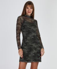 Vestido-de-Tule-Feminino-Curto-Estampado-Camuflado-Manga-Longa-Gola-Alta-Verde-Militar-9945931-Verde_Militar_1