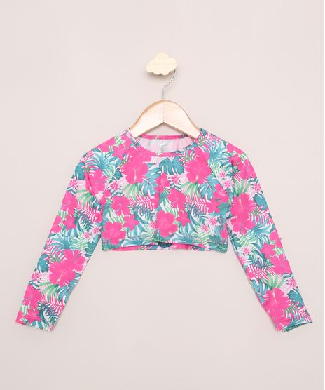 Blusa-de-Praia-Infantil-Cropped-Estampada-Floral-Manga-Longa-com-Protecao-UV50--Rosa-9965860-Rosa_1