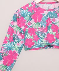 Blusa-de-Praia-Infantil-Cropped-Estampada-Floral-Manga-Longa-com-Protecao-UV50--Rosa-9965860-Rosa_4