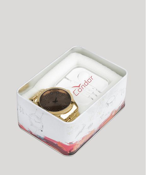Kit-de-Relogio-Analogico-Condor-Masculino---Fone-de-Ouvido---CO2115XZ-K4C-Dourado-8901968-Dourado_1