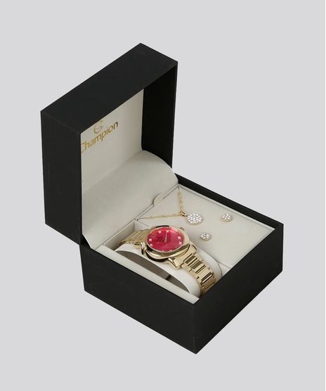Kit-de-Relogio-Analogico-Champion-Feminino---Brinco---Colar---CN27161J-Dourado-9045010-Dourado_1