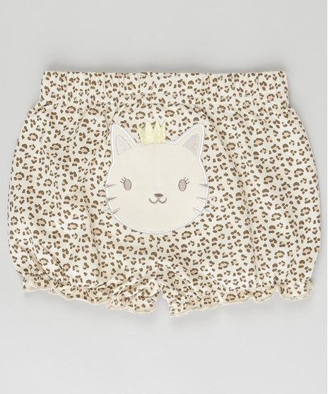 Short-Estampado-Animal-Print-em-Algodao---Sustentavel-Bege-8785417-Bege_1