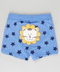 Bermuda-Leao-Estampada-de-Estrelas-em-Algodao---Sustentavel-Azul-8785472-Azul_1