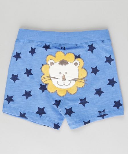 Bermuda-Leao-Estampada-de-Estrelas-em-Algodao---Sustentavel-Azul-8785472-Azul_1