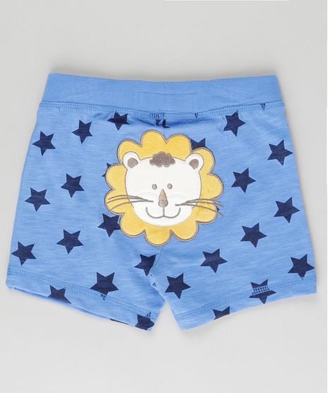 Bermuda-Leao-Estampada-de-Estrelas-em-Algodao---Sustentavel-Azul-8785472-Azul_1