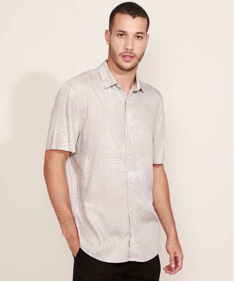 Camisa-Masculina-Tradicional-Estampada-de-Folhagem-Manga-Curta-Kaki-9976939-Kaki_1