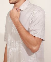 Camisa-Masculina-Tradicional-Estampada-de-Folhagem-Manga-Curta-Kaki-9976939-Kaki_4