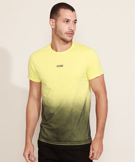 Camiseta-Masculina-Slim--Future--com-Degrade-Manga-Curta-Gola-Careca-Amarela-9965514-Amarelo_1