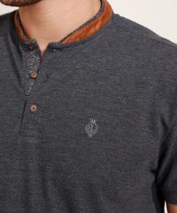 Polo-de-Piquet-Masculina-Tradicional-Manga-Curta-Gola-Padre-em-Suede-Cinza-Mescla-Escuro-9965298-Cinza_Mescla_Escuro_2