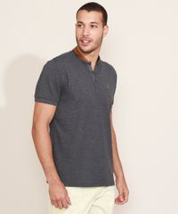 Polo-de-Piquet-Masculina-Tradicional-Manga-Curta-Gola-Padre-em-Suede-Cinza-Mescla-Escuro-9965298-Cinza_Mescla_Escuro_5