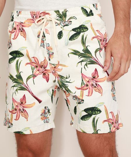 Bermuda-de-Sarja-Masculina-Estampada-Floral-com-Cordao-Off-White-9967091-Off_White_1