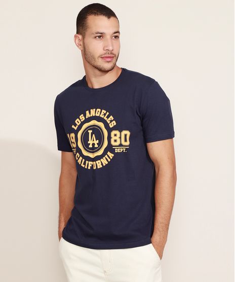 Camiseta-Masculina--Los-Angeles--Manga-Curta-Gola-Careca-Azul-Marinho-9960833-Azul_Marinho_1