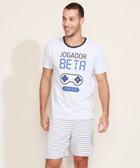 Pijama-Masculino--Jogador-Beta--Video-Game-com-Listras-Manga-Curta-Cinza-Mescla-Claro-9969156-Cinza_Mescla_Claro_1