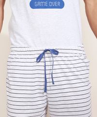 Pijama-Masculino--Jogador-Beta--Video-Game-com-Listras-Manga-Curta-Cinza-Mescla-Claro-9969156-Cinza_Mescla_Claro_5