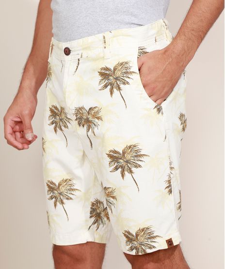 Bermuda-de-Sarja-Masculina-Reta-Chino-Estampada-de-Coqueiros-Off-White-9966725-Off_White_1
