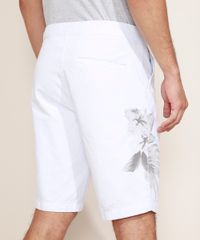 Bermuda-de-Sarja-Masculina-Reta-Floral-com-Cordao-e-Bolsos-Branca-9972948-Branco_2