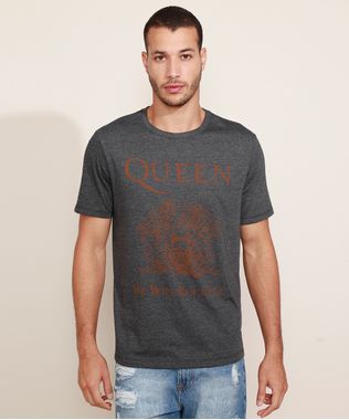 Camiseta-Masculina-de-Banda-Queen--We-Will-Rock-You--Manga-Curta-Gola-Careca-Cinza-Mescla-Escuro-9961755-Cinza_Mescla_Escuro_1