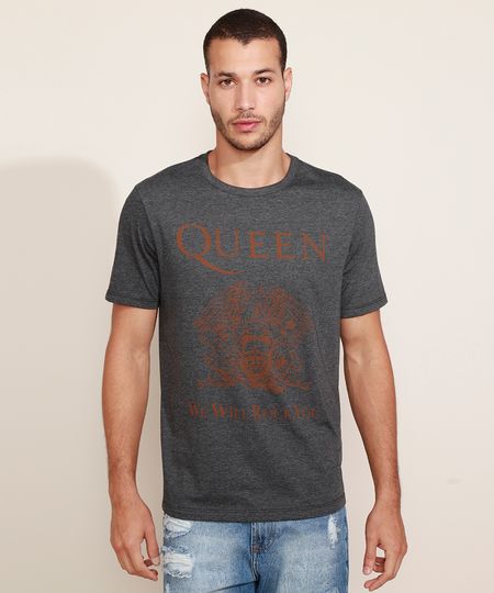 Camiseta-Masculina-de-Banda-Queen--We-Will-Rock-You--Manga-Curta-Gola-Careca-Cinza-Mescla-Escuro-9961755-Cinza_Mescla_Escuro_1