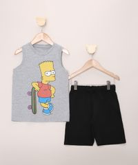 Conjunto-Infantil-de-Regata-Bart-com-Skate-Cinza-Mescla---Bermuda-Preta-9968185-Preto_1