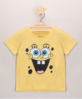 Camiseta-Infantil-Bob-Esponja-Manga-Curta-Amarela-9971479-Amarelo_1