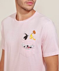 Camiseta-Masculina-Frajola-e-Piu-Piu-com-Bolso-Manga-Curta-Gola-Careca-Rosa-Claro-9960828-Rosa_Claro_2
