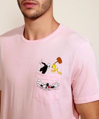 Camiseta-Masculina-Frajola-e-Piu-Piu-com-Bolso-Manga-Curta-Gola-Careca-Rosa-Claro-9960828-Rosa_Claro_6