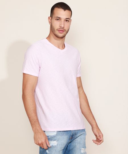 Camiseta-Masculina-Basica-Flame-Manga-Curta-Gola-V-Rosa-Claro-9595137-Rosa_Claro_1_1