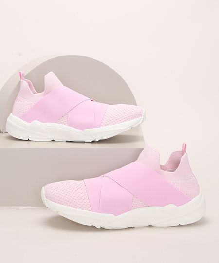 Tenis-Knit-Feminino-Oneself-com-Elastico-Rosa-Claro-9972832-Rosa_Claro_1