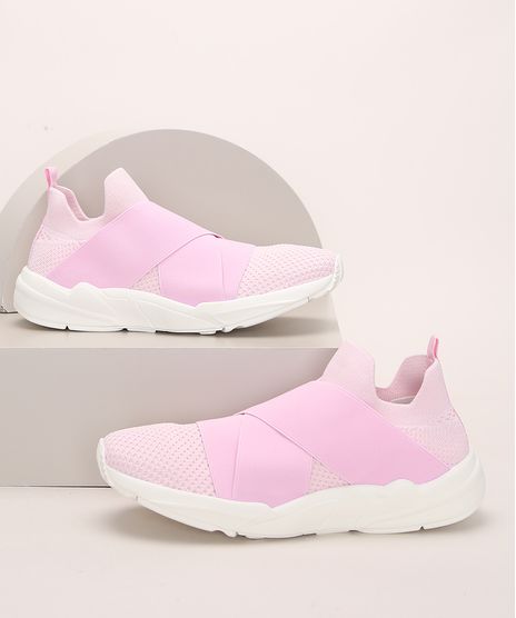 Tenis-Knit-Feminino-Oneself-com-Elastico-Rosa-Claro-9972832-Rosa_Claro_1