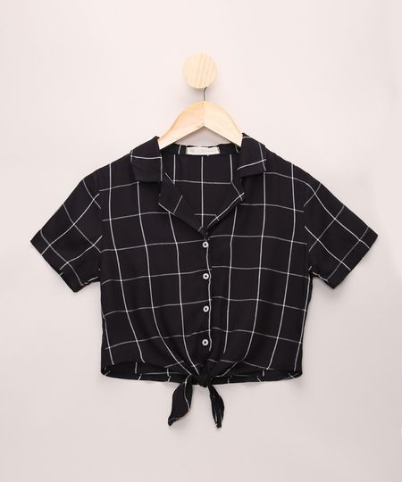 Camisa-Juvenil-Estampada-Geometrica-com-No-Manga-Curta-Preta-9967912-Preto_1