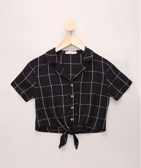 Camisa-Juvenil-Estampada-Geometrica-com-No-Manga-Curta-Preta-9967912-Preto_1