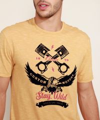 Camiseta-Masculina-Aguia--Stay-Wild--Flocada-Manga-Curta-Gola-Careca-Mostarda-9974485-Mostarda_5
