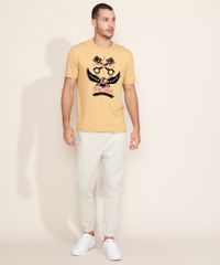 Camiseta-Masculina-Aguia--Stay-Wild--Flocada-Manga-Curta-Gola-Careca-Mostarda-9974485-Mostarda_6