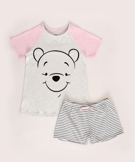Pijama-Juvenil-Ursinho-Pooh-Flocado-Manga-Curta-Cinza-Mescla-Claro-9971896-Cinza_Mescla_Claro_1